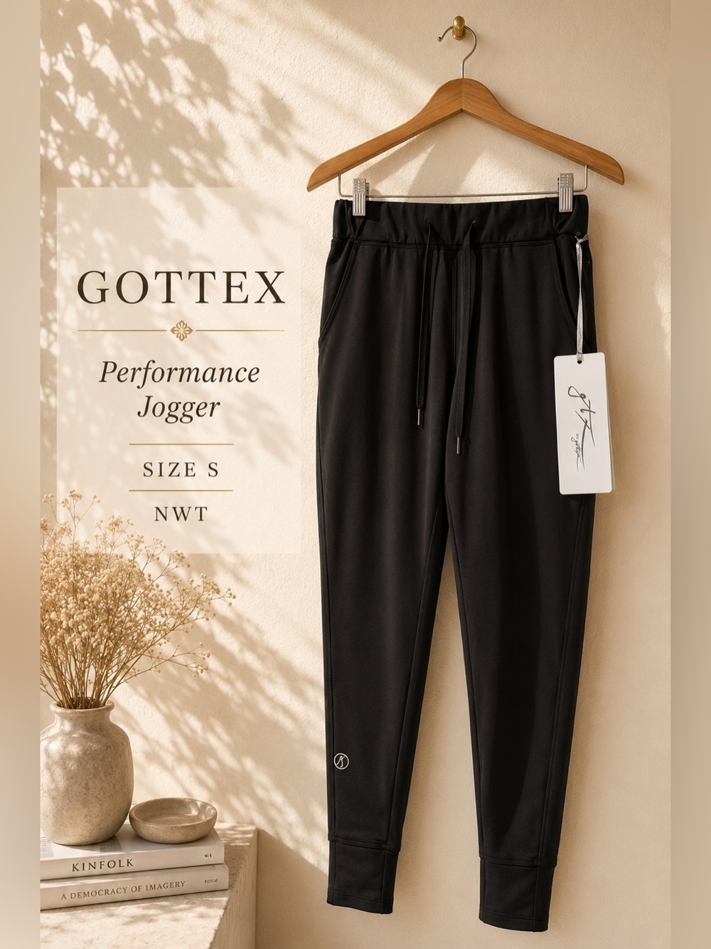 Gottex Black Performance Jogger Pants Moisture Wicking Athletic Pants S NWT